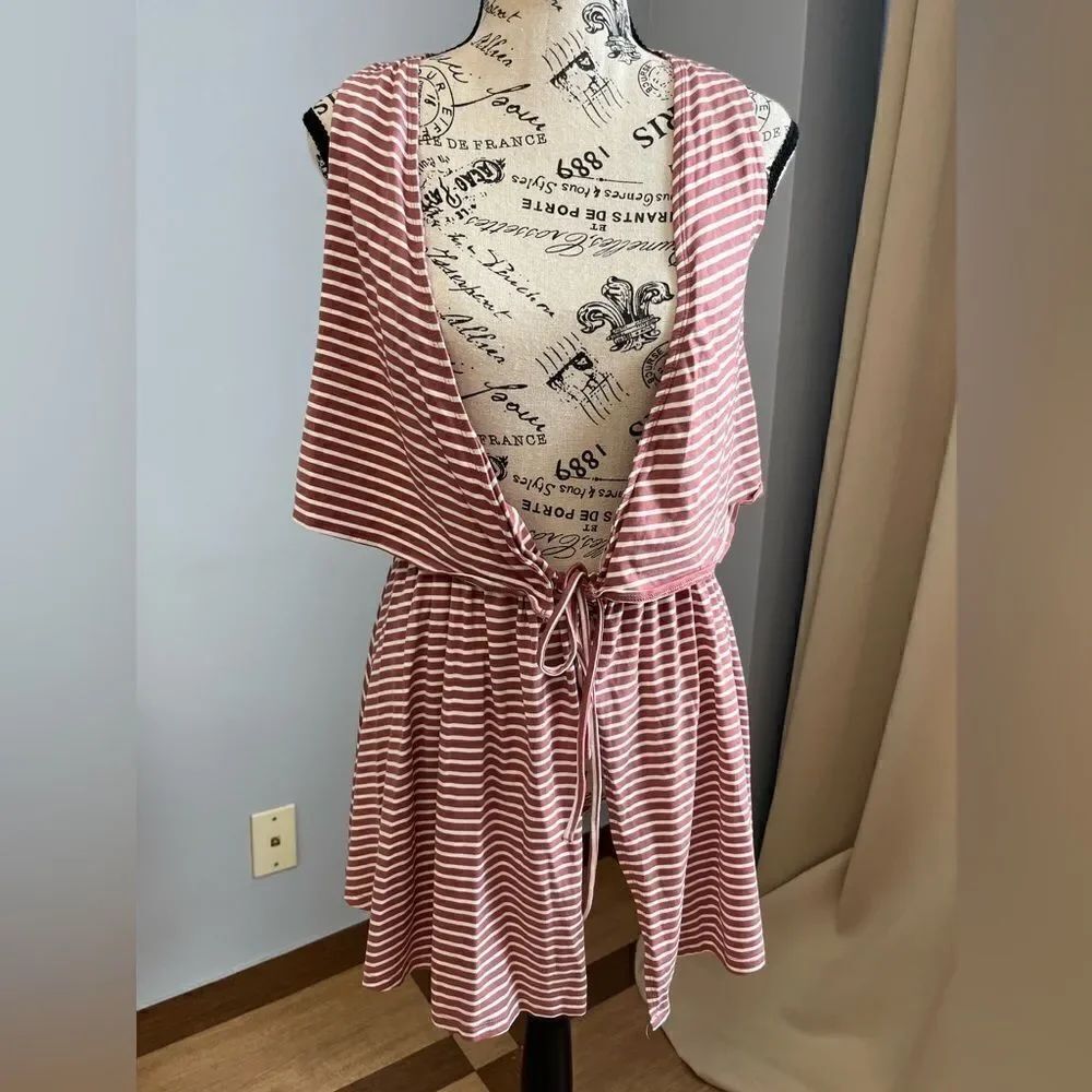 NWT Lovers + Friends Coco Red Striped Wrap Dress Draped Overlay Size S